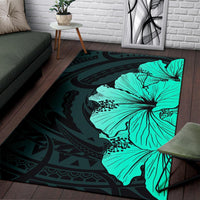 Royal Hibiscus Polynesian Tribal Area Rug Turquoise AH - Polynesian Pride