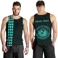Hawaii Kakau Polynesian Coat Of Arms Personalized Men's Tank Top - Turquoise Turquoise - Polynesian Pride