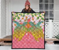 Hawaii Turtle Couple Plumeria Valentine Pattern Premium Quilt - Bond Style - AH - Polynesian Pride