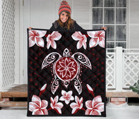 Hawaiian Reddie Turtle Plumeria Quilt - Polynesian Pride