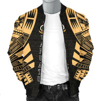 Vanuatu Men Bomber Jackets - Polynesian Tattoo Gold - Polynesian Pride