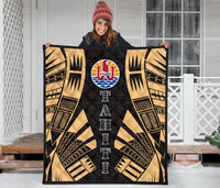 Tahiti Premium Quilt - Tahiti Flag Polynesian Gold Tattoo - Polynesian Pride