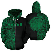 Polynesian Madame Pele Kanaka Hawaii Zip Hoodie The Half Green Unisex Green - Polynesian Pride