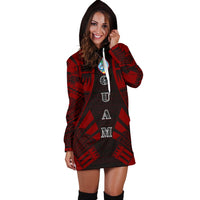 Guam Hoodie Dress - Polynesian Tattoo Red - Polynesian Pride