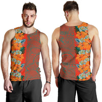 Tropical Polynesian - Hawaiian Men's Tank Top - Haka Style Orange - Polynesian Pride