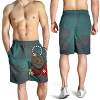 Cook Islands Shorts Men - Blue Turtle Tribal - Polynesian Pride