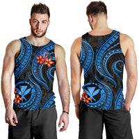 Polynesian Hawaii Men Tank Top - Blue Plumeria BLUE - Polynesian Pride