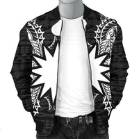 Nauru Polynesian Men's Bomber Jacket Map Black - Polynesian Pride