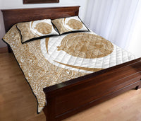 Hawaii Polynesian Pele Mauna Kea Quilt Bed Set Circle Style Gold & White - Polynesian Pride