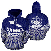 Samoa Polynesian Hoodie Blue Pride Map nd Seal Unisex Blue - Polynesian Pride