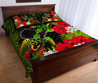 Hawaii Couple Turtle Hibiscus Tropical Valentine Quilt Bed Set - Levi Style - AH - Polynesian Pride