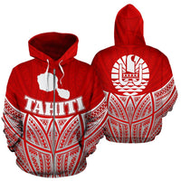 Tahiti Polynesian Zip up Hoodie Red Pride Map and Seal Unisex Red - Polynesian Pride