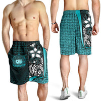 Samoa Polynesian Men's Shorts Turquoise - Turtle With Hook Turquoise - Polynesian Pride