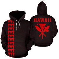 Polynesian Kakau Kanaka Map of Hawaii Hoodie Red Unisex Red - Polynesian Pride
