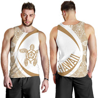 Hawaii Turtle Polynesian Men's Tank Top - Circle Style White - Polynesian Pride