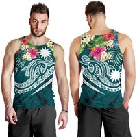 Nauru Polynesian Men's Tank Top - Summer Plumeria (Turquoise) - Polynesian Pride