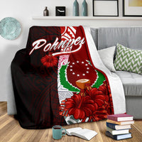 Pohnpei Micronesia Premium Blanket - Coat Of Arm With Hibiscus - Polynesian Pride