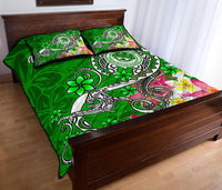 FSM Custom Personalised Quilt Bed Set - Turtle Plumeria (Green) - Polynesian Pride