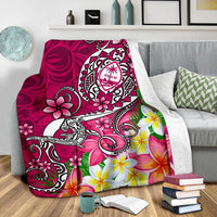 Guam Premium Blanket - Turtle Plumeria (Pink) - Polynesian Pride