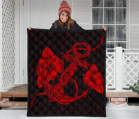 Anchor Red Poly Tribal Premium Quilt - Polynesian Pride