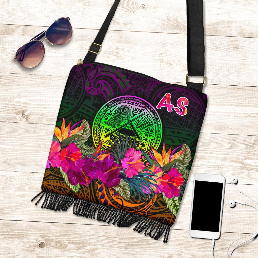 American Samoa Crossbody Boho Handbag - Summer Hibiscus One Style One Size Reggae - Polynesian Pride