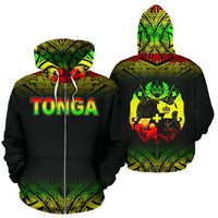 Tonga Polynesian All Over Zip up Hoodie Reggae Fog Unisex Reggae - Polynesian Pride