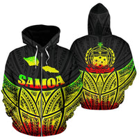 Samoa Polynesian Zip up Hoodie Reggae Pride Map and Seal Unisex Reggae - Polynesian Pride