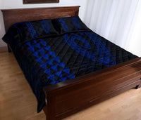 Hawaii Kakau Makau Fish Hook Polynesian Quilt Bed Set - Blue - Polynesian Pride