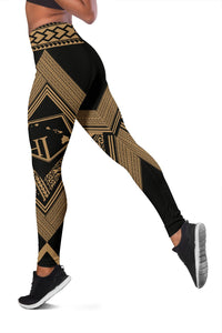 Hawaii Turtle Polynesian Gold Leggings - Diamond Style - Polynesian Pride