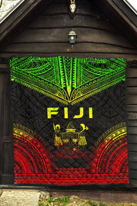 Fiji Premium Quilt - Fiji Coat Of Arms Polynesian Chief Reggae Version - Polynesian Pride