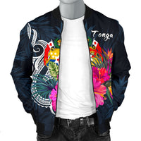 Tonga Polynesian Men's Bomber Jacket - Tropical Flower - Polynesian Pride