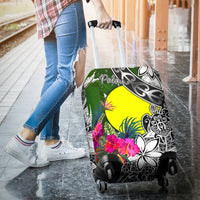 Palau Luggage Covers White - Turtle Plumeria Banana Leaf - Polynesian Pride