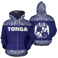 Tonga All Over Zip up Hoodie Polynesian Purple and White Unisex Purple And White - Polynesian Pride