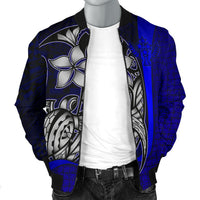 Kosrae Micronesia Men's Bomber Jackets Blue - Turtle With Hook - Polynesian Pride
