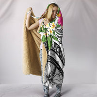 Guam Polynesian Hooded Blanket - Summer Plumeria (White) - Polynesian Pride