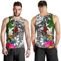 Vanuatu Custom Personalised Men's Tank Top White - Turtle Plumeria Banana Leaf - Polynesian Pride