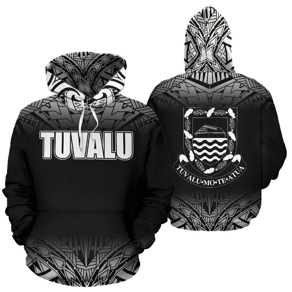 Tuvalu All Over Hoodie Fog Black Style Unisex Black - Polynesian Pride