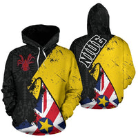Niue Pullover Hoodie Niue Uga Flag Grunge Special A02 Unisex Black - Polynesian Pride