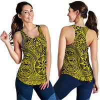 Polynesian Hawaiian Style Tribal Tattoo Yellow Women's Racerback Tank Top - Polynesian Pride