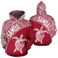 Samoa Hoodie Samoa Turtle Mermaid Polynesian Tattoo Red Unisex Black - Polynesian Pride