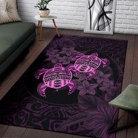 hawaii Rug - Turtle Strong Pattern Hibiscus Plumeria Pink AH - Polynesian Pride