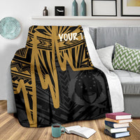 Pohnpei Personalised Premium Blanket - Pohnpei Seal In Heartbeat Patterns Style (Gold) - Polynesian Pride