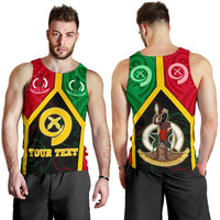Polynesian Vanuatu Custom Personalised Men's Tank Top - Vanuatu Flag and Coat Of Arms - Polynesian Pride