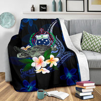 Samoa Polynesian Premium Blanket - Turtle With Plumeria Flowers - Polynesian Pride
