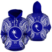 Chuuk Polynesian ll Over Hoodie Map Blue Unisex Blue - Polynesian Pride
