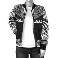 Palau Polynesian Chief Women'S Bomber Jacket - Black Version - Polynesian Pride