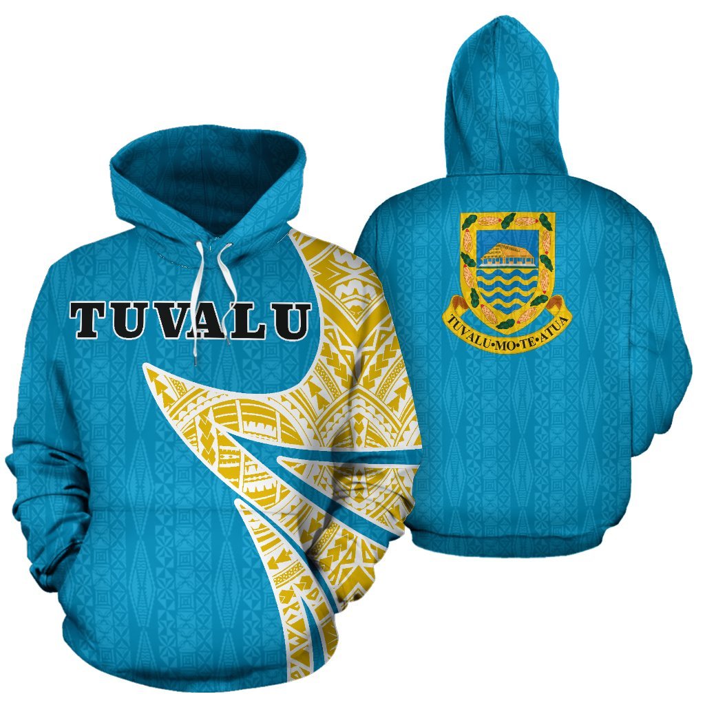 Tuvalu Hoodie Tuvalu Coat of Arms Polynesian Warrior Style Unisex Black - Polynesian Pride