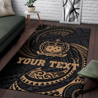 Samoa Polynesian Custom Personalised Area Rug - Gold Tribal Wave - Polynesian Pride