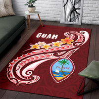 Guam Area Rug - Guam Seal Polynesian Patterns Plumeria (Red) - Polynesian Pride