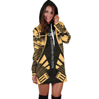 Marquesas Islands Hoodie Dress - Polynesian Tattoo Gold - Polynesian Pride